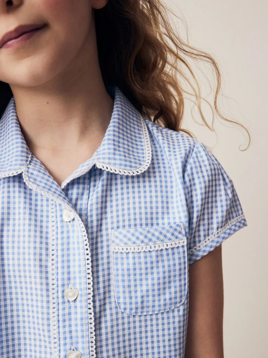 Overhemden En Blouses*Next Blauw - Schoolblouse met gingham-ruit en hoog aandeel katoen (3-14jr)