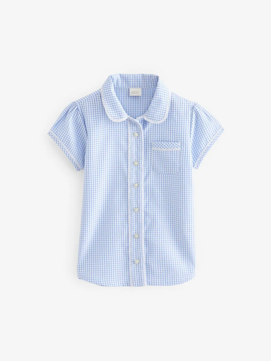 Overhemden En Blouses*Next Blauw - Schoolblouse met gingham-ruit en hoog aandeel katoen (3-14jr)