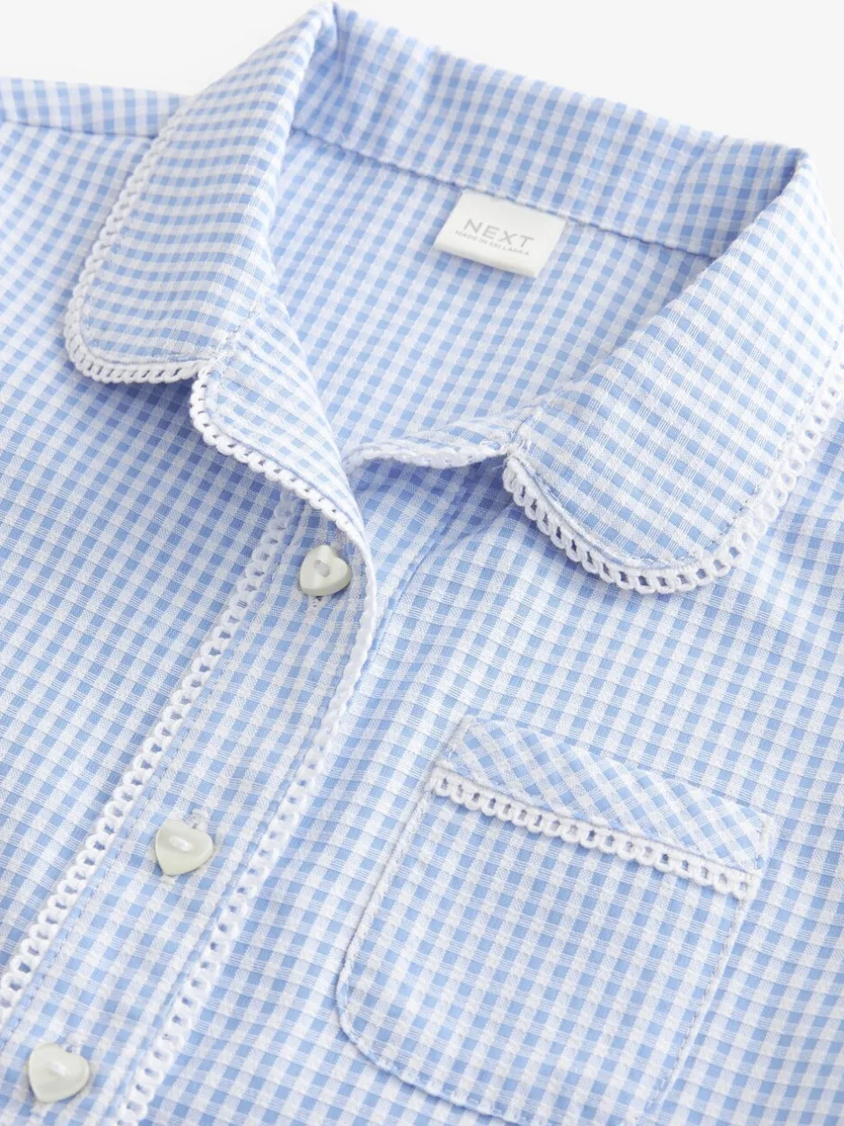 Overhemden En Blouses*Next Blauw - Schoolblouse met gingham-ruit en hoog aandeel katoen (3-14jr)
