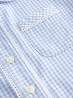 Overhemden En Blouses*Next Blauw - Schoolblouse met gingham-ruit en hoog aandeel katoen (3-14jr)