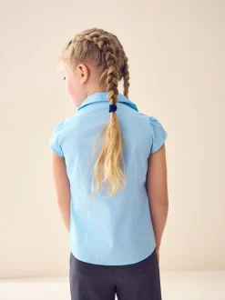 Overhemden En Blouses*Next - Schoolblouse met pofmouwen en kantafwerking (3-14 jr) Blauw