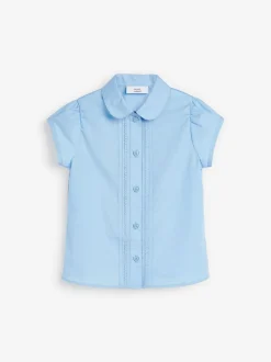 Overhemden En Blouses*Next - Schoolblouse met pofmouwen en kantafwerking (3-14 jr) Blauw