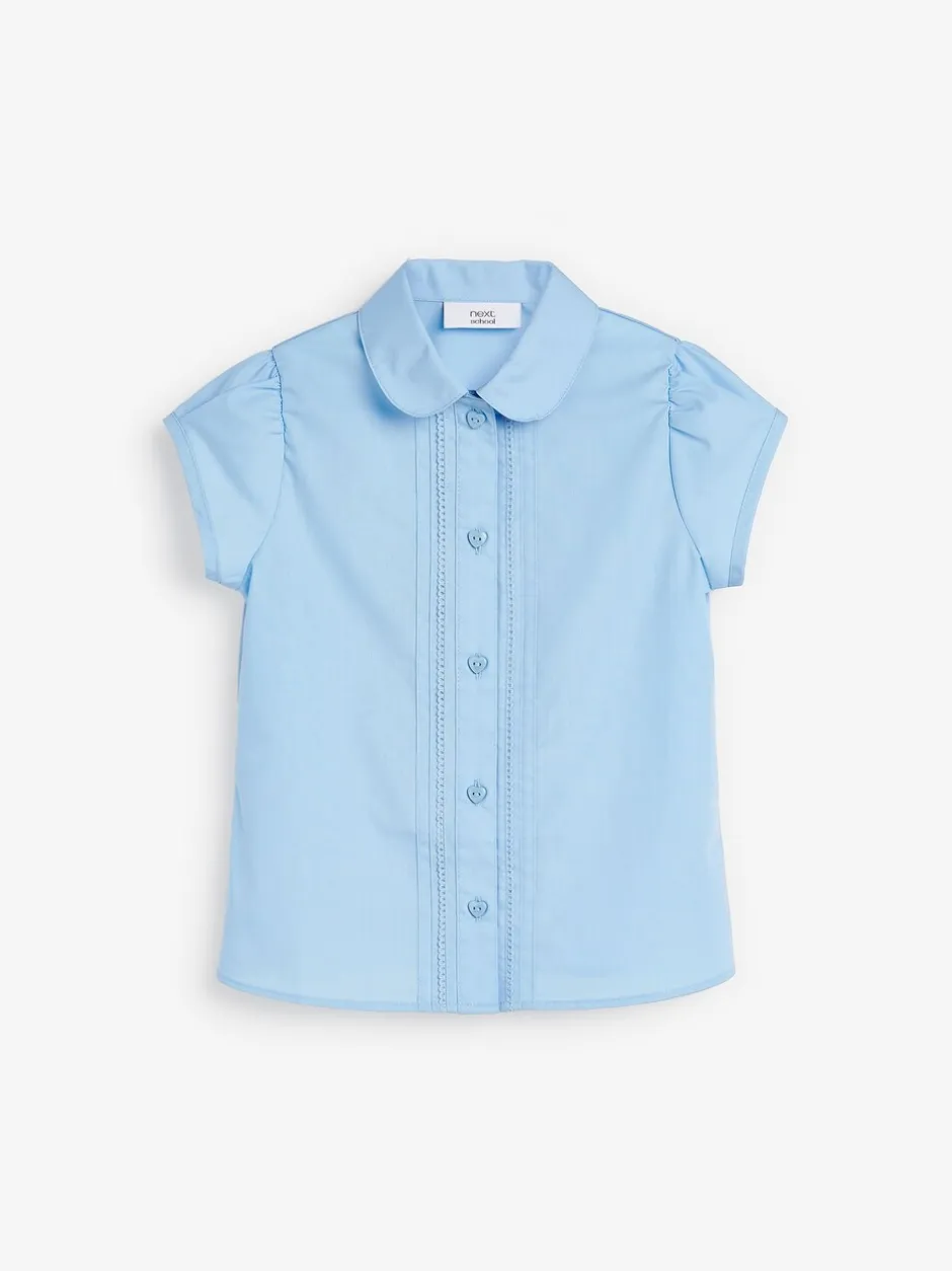 Overhemden En Blouses*Next - Schoolblouse met pofmouwen en kantafwerking (3-14 jr) Blauw