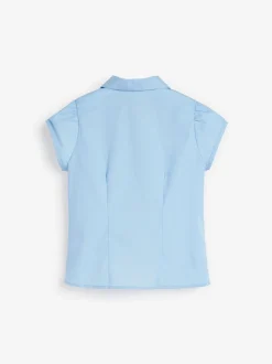 Overhemden En Blouses*Next - Schoolblouse met pofmouwen en kantafwerking (3-14 jr) Blauw