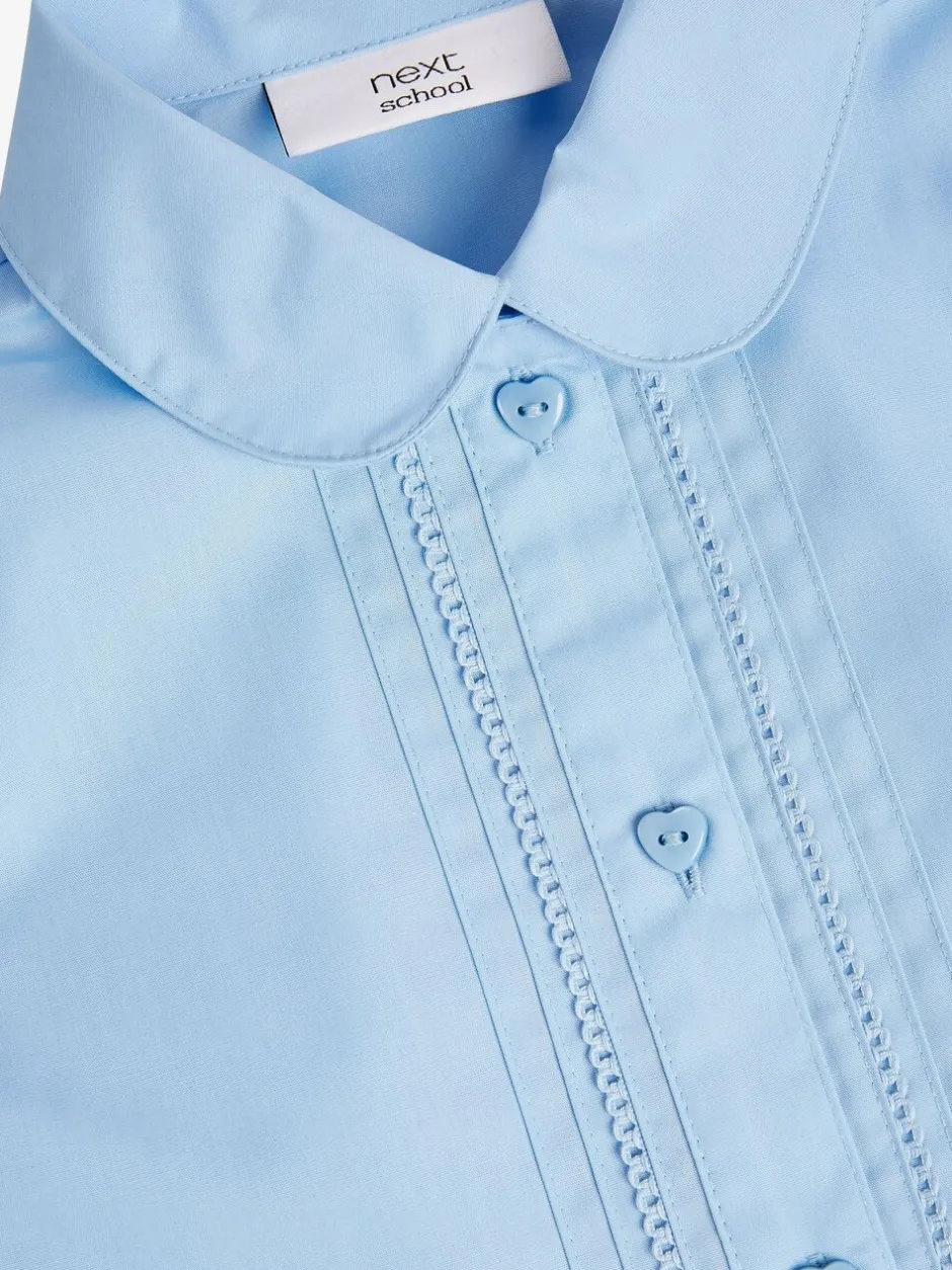 Overhemden En Blouses*Next - Schoolblouse met pofmouwen en kantafwerking (3-14 jr) Blauw