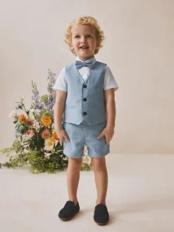 Kostuums En Herenvesten*Next Blauw - Set met gilet, overhemd, korte broek & stropdas (3mnd-9jr)