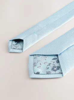 Stropdassen En Pochets*Next Blauw - Set met textuurrijke stropdas en pochet