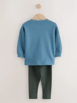 Tops|Sets En Outfits|Next - Set met top met lange mouwen en legging (3 mnd-7 jr) Blauw