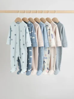 Babypakjes En Babypyjama's|Next Blauw - Set van 7 Baby Popper-slaappakjes (0mnd-2jr)