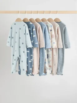 Babypakjes En Babypyjama's|Next Blauw - Set van 7 Baby Popper-slaappakjes (0mnd-2jr)