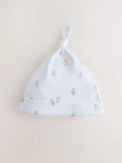 Mutsjes En Antikrabwantjes|Mutsen, Handschoenen En Sjaals|Next Blauw - Set van 3 babymutsen met gestrikte bovenkant (0-12mnd)