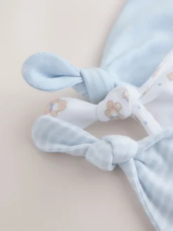 Mutsjes En Antikrabwantjes|Mutsen, Handschoenen En Sjaals|Next Blauw - Set van 3 babymutsen met gestrikte bovenkant (0-12mnd)