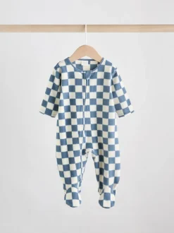 Multipacks|Babypakjes En Babypyjama's|Next - Set van 2 baby-onesies van microfleece met tweewegrits Blauw