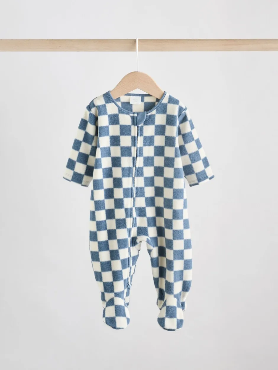 Multipacks|Babypakjes En Babypyjama's|Next - Set van 2 baby-onesies van microfleece met tweewegrits Blauw