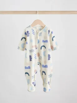 Multipacks|Babypakjes En Babypyjama's|Next - Set van 2 baby-onesies van microfleece met tweewegrits Blauw