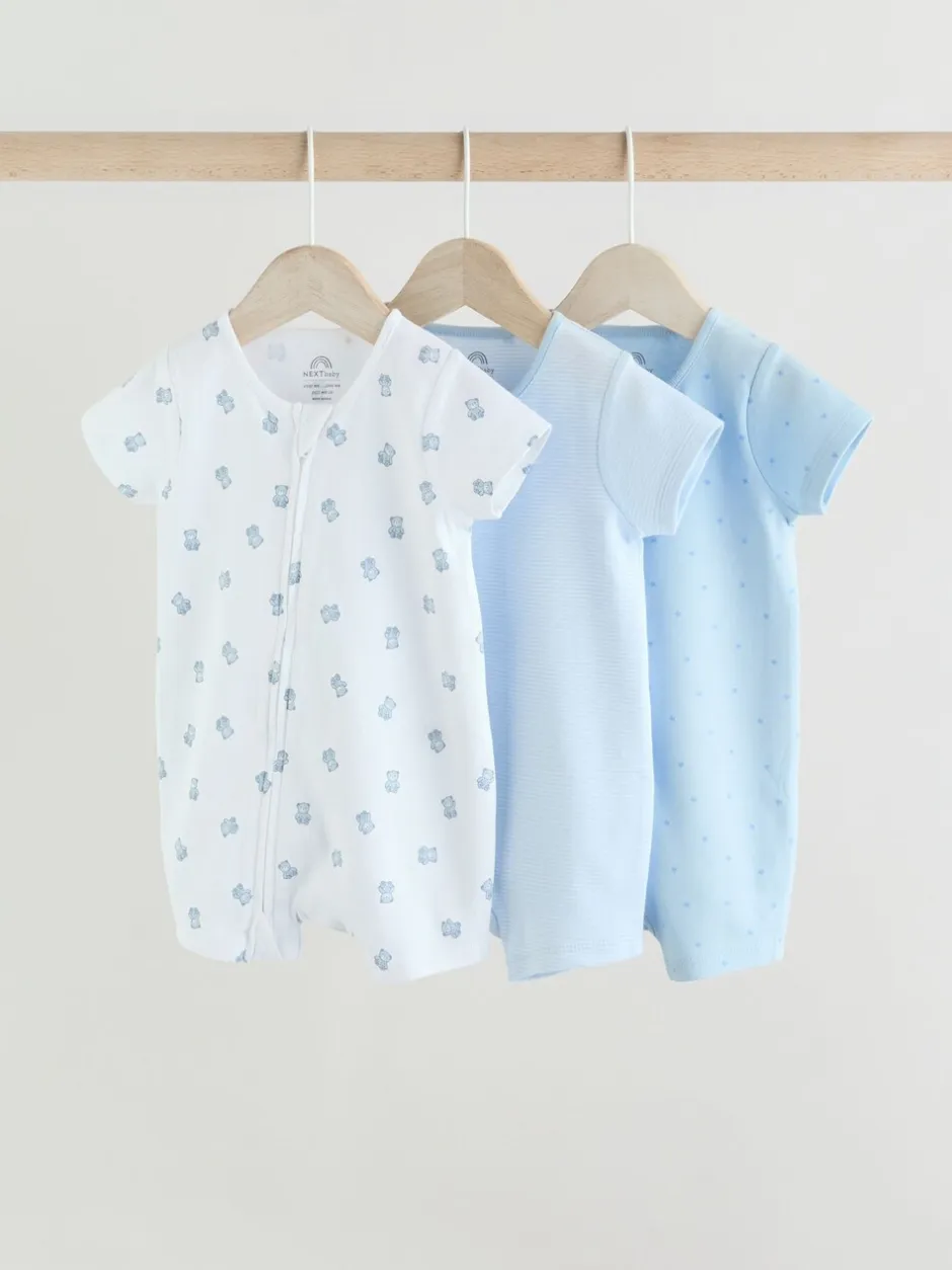 Rompertjes En Tuinbroeken*Next Blauw - Set van 3 babyrompertjes met rits (0 mnd-3 jr)