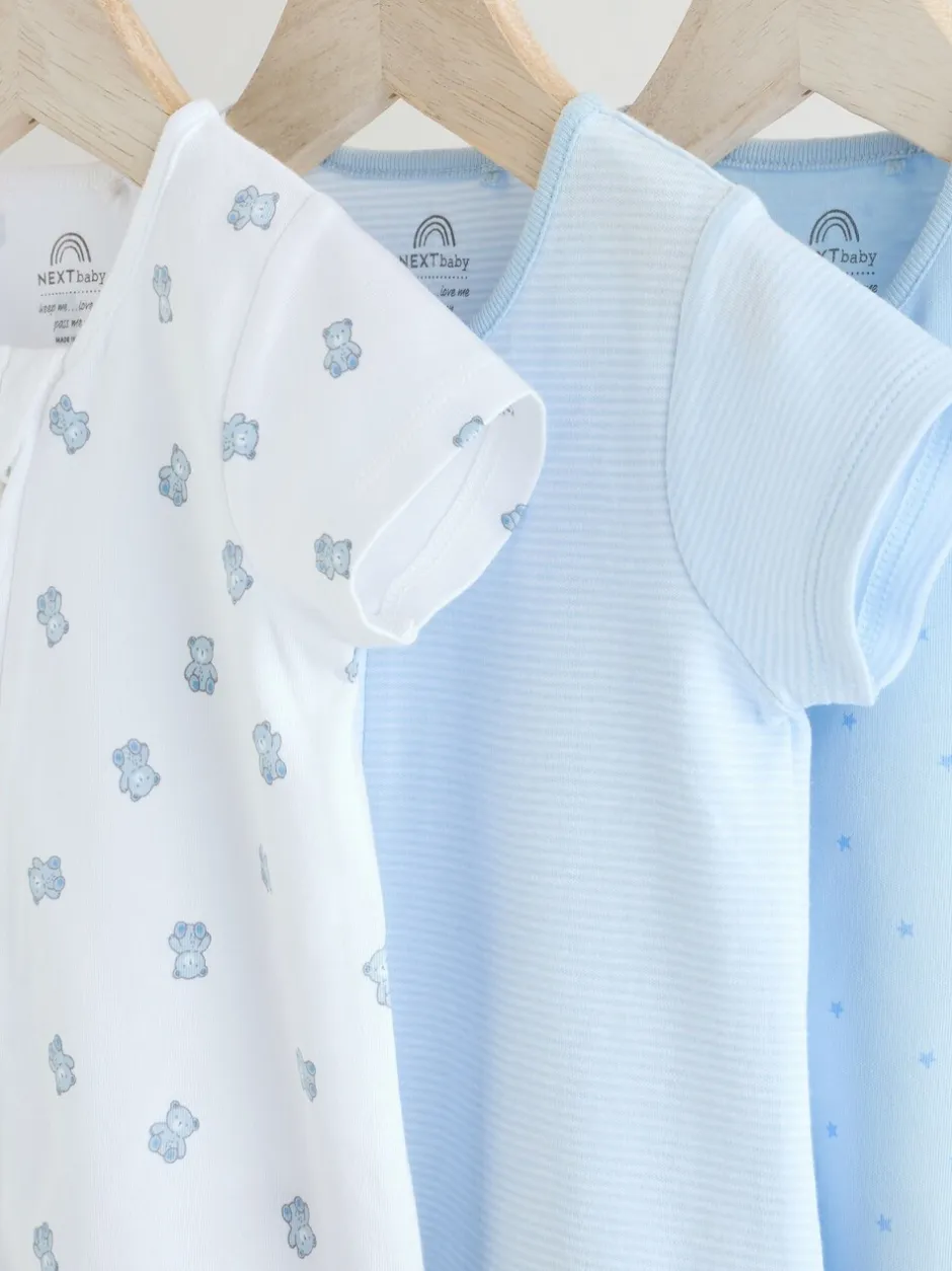 Rompertjes En Tuinbroeken*Next Blauw - Set van 3 babyrompertjes met rits (0 mnd-3 jr)
