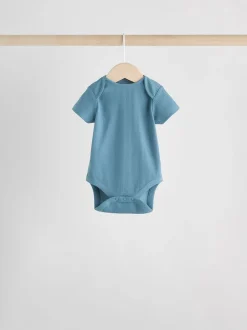 Rompertjes En Hemdjes|Rompertjes En Hemdjes|Next Blauw - Set van 5 babyrompertjes met korte mouwen