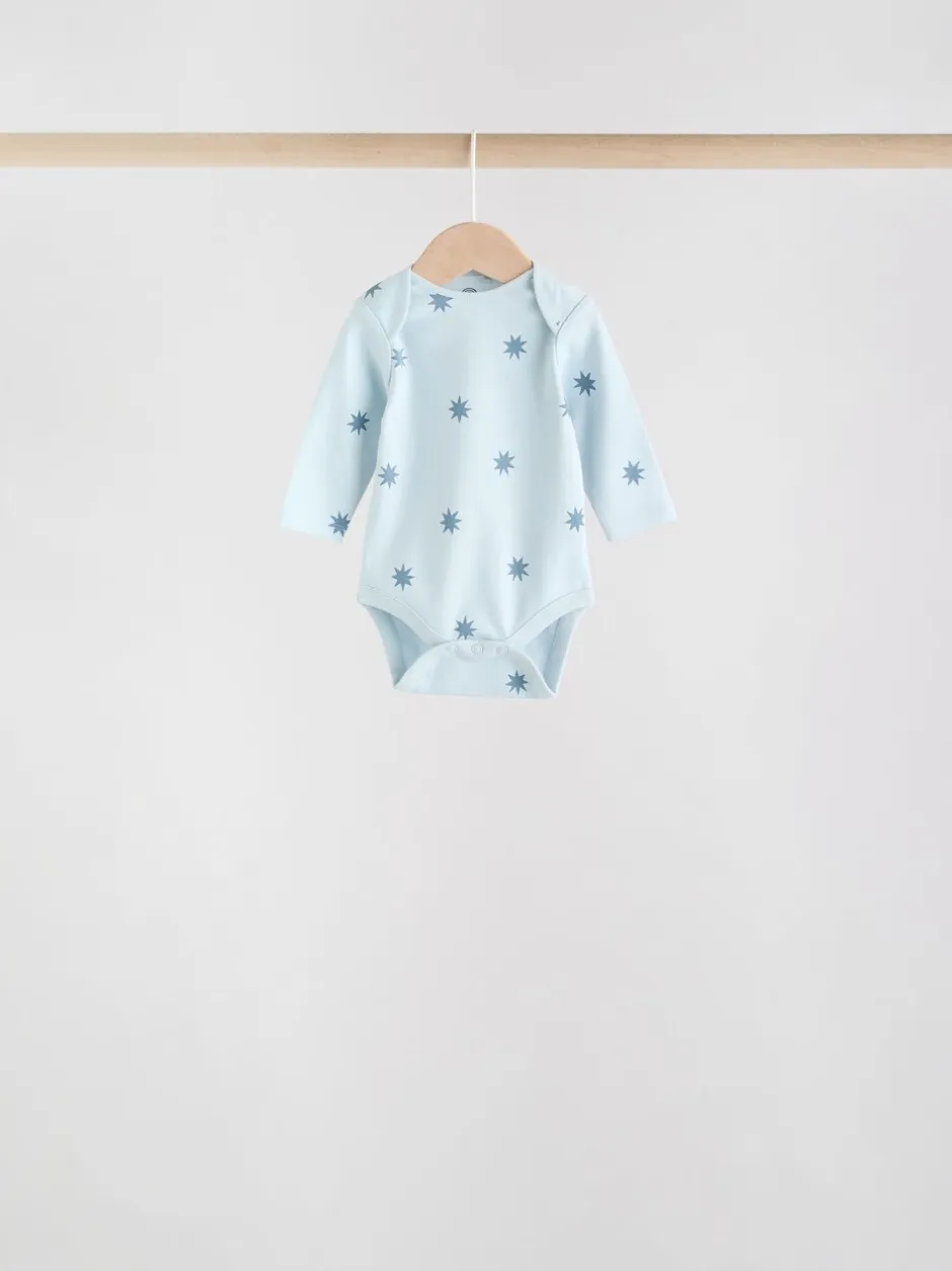 Rompertjes En Hemdjes|Rompertjes En Hemdjes|Next Blauw - Set van 5 rompers met lange mouwen