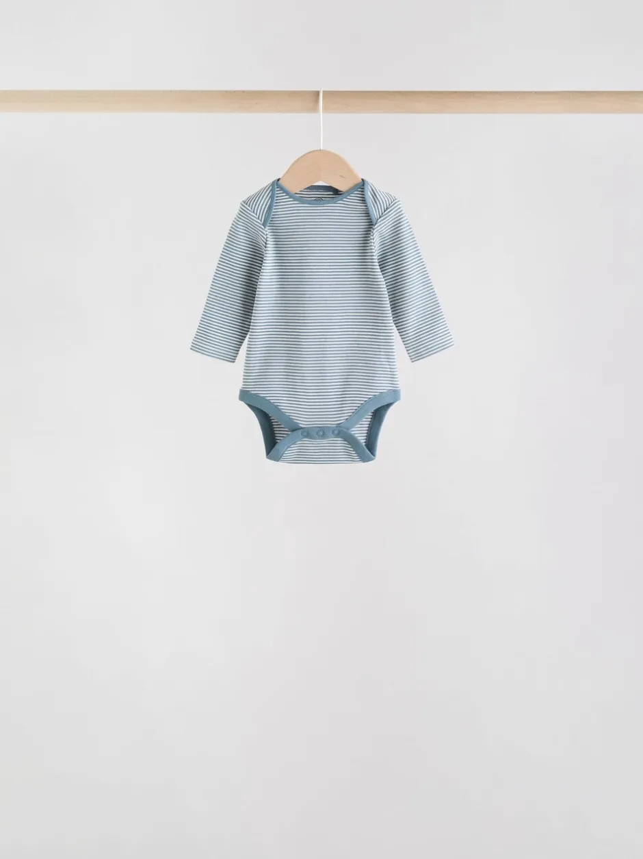 Rompertjes En Hemdjes|Rompertjes En Hemdjes|Next Blauw - Set van 5 rompers met lange mouwen