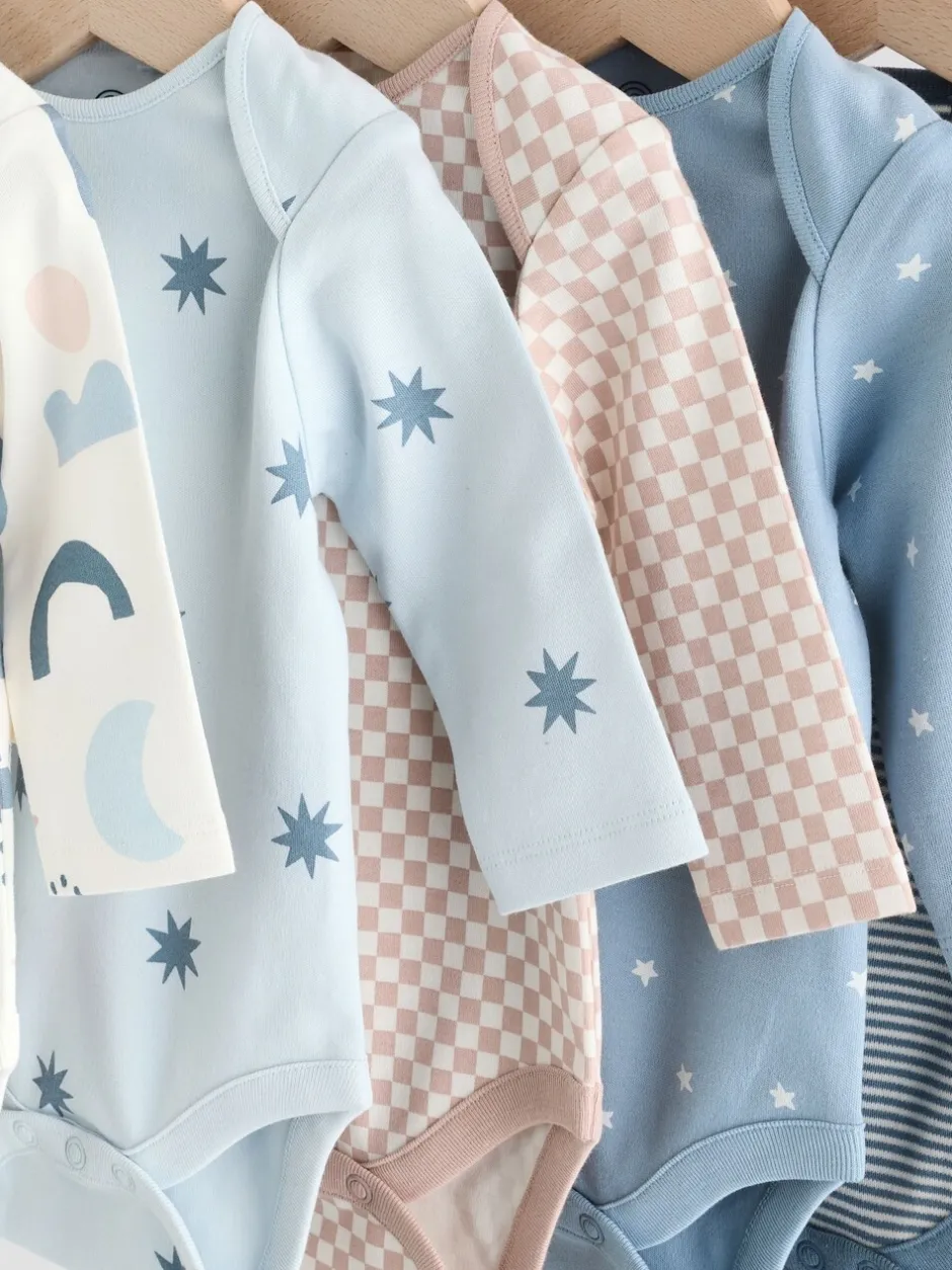 Rompertjes En Hemdjes|Rompertjes En Hemdjes|Next Blauw - Set van 5 rompers met lange mouwen
