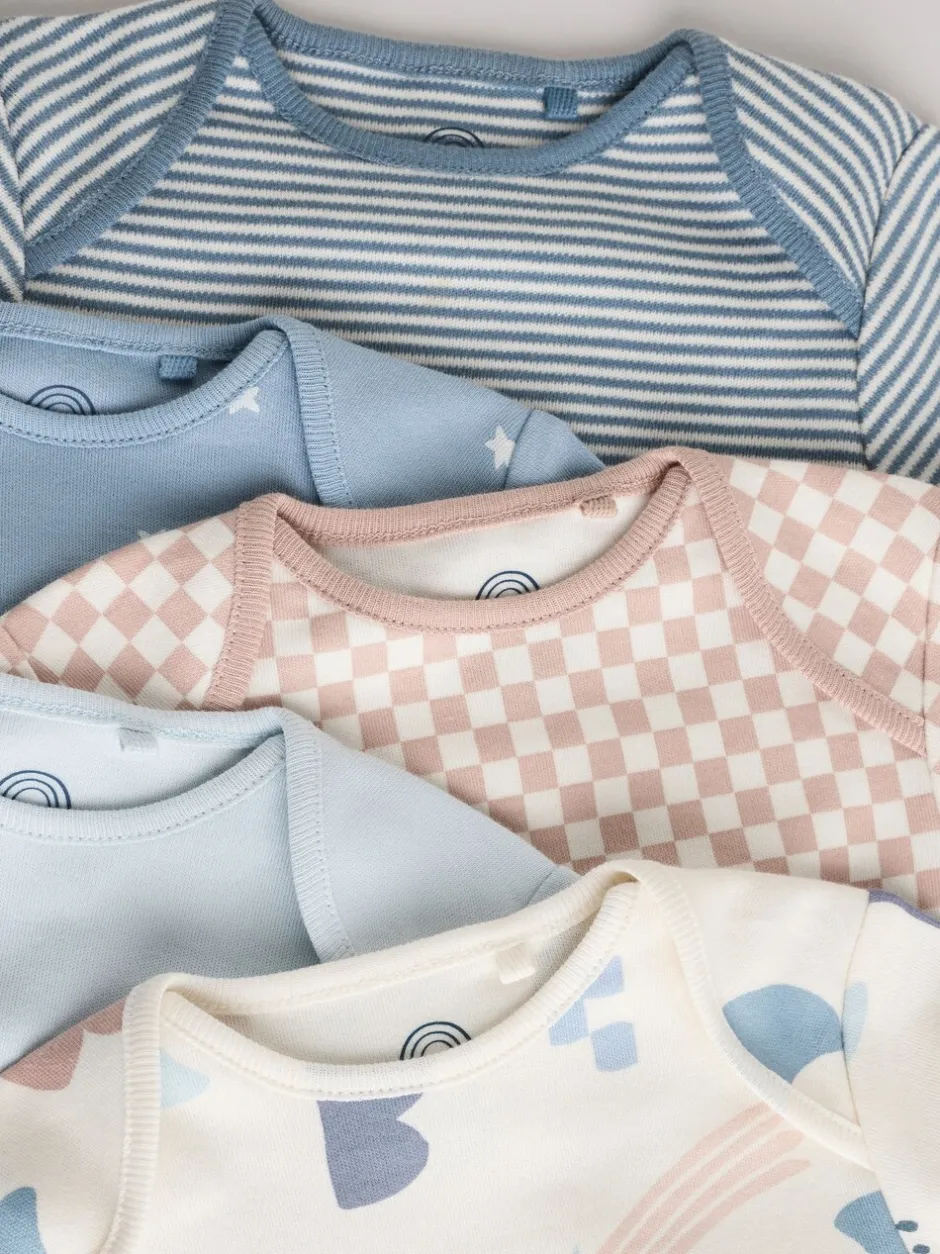 Rompertjes En Hemdjes|Rompertjes En Hemdjes|Next Blauw - Set van 5 rompers met lange mouwen