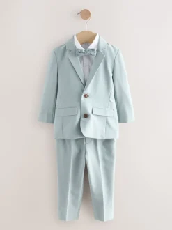 Sets En Combisets|Gelegenheidskleding*Next Blauw - Set van blazer, overhemd, broek en vlinderstrik (3mnd -9jr)