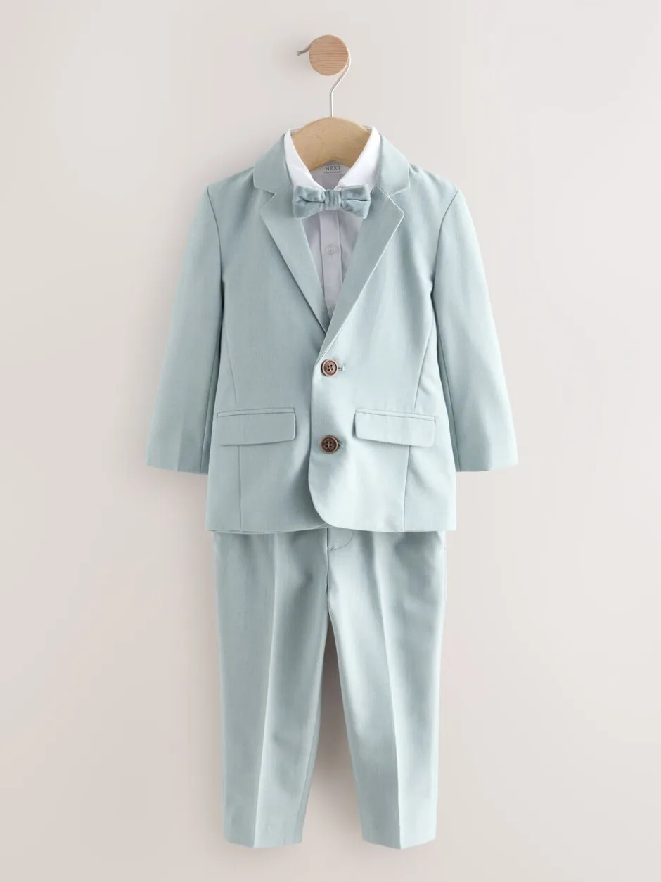 Sets En Combisets|Gelegenheidskleding*Next Blauw - Set van blazer, overhemd, broek en vlinderstrik (3mnd -9jr)