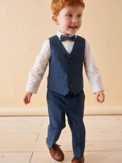 Broeken En Chino's|Kostuums En Herenvesten|Next Blauw - Set van gilet, shirt, broek en vlinderstrikje (3mnd-9jr)