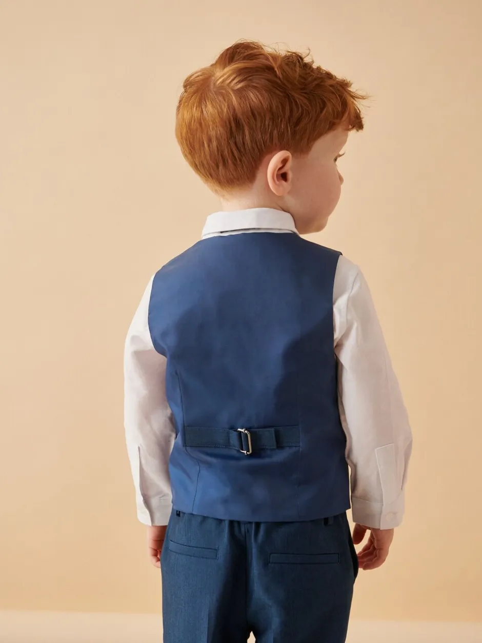 Broeken En Chino's|Kostuums En Herenvesten|Next Blauw - Set van gilet, shirt, broek en vlinderstrikje (3mnd-9jr)