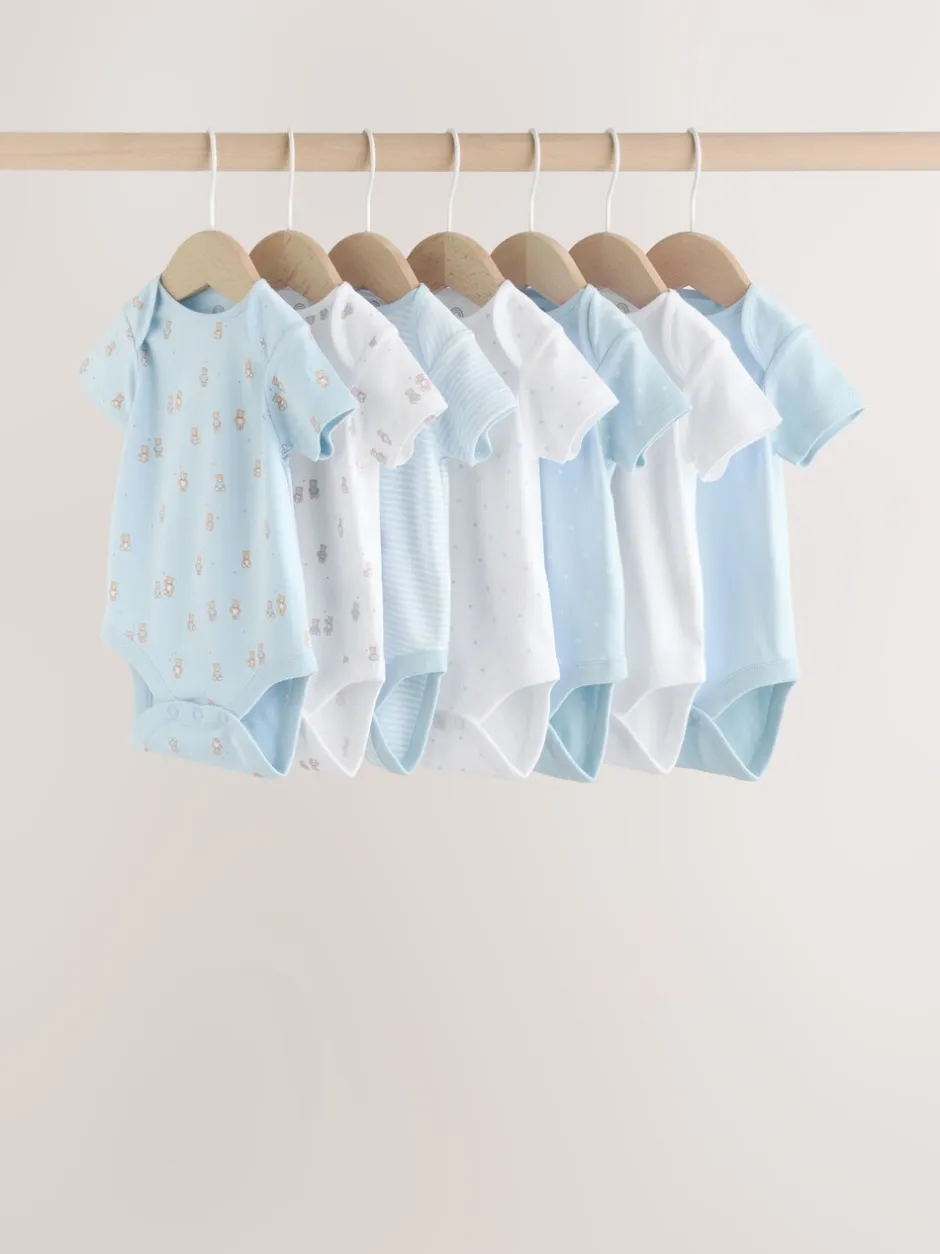 Rompertjes En Hemdjes|Rompertjes En Hemdjes|Next Blauw - Short Sleeve Baby Bear Bodysuit