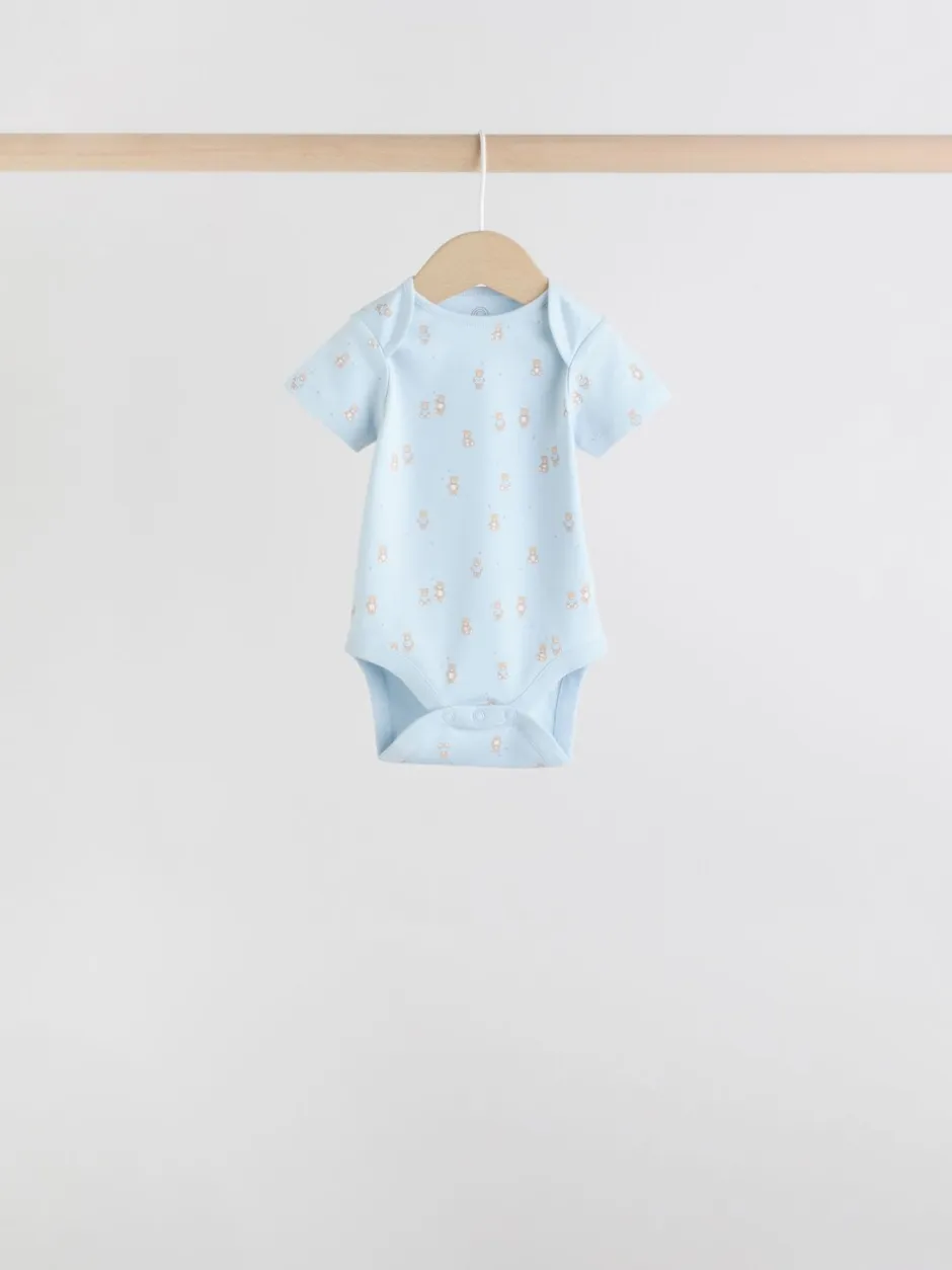 Rompertjes En Hemdjes|Rompertjes En Hemdjes|Next Blauw - Short Sleeve Baby Bear Bodysuit