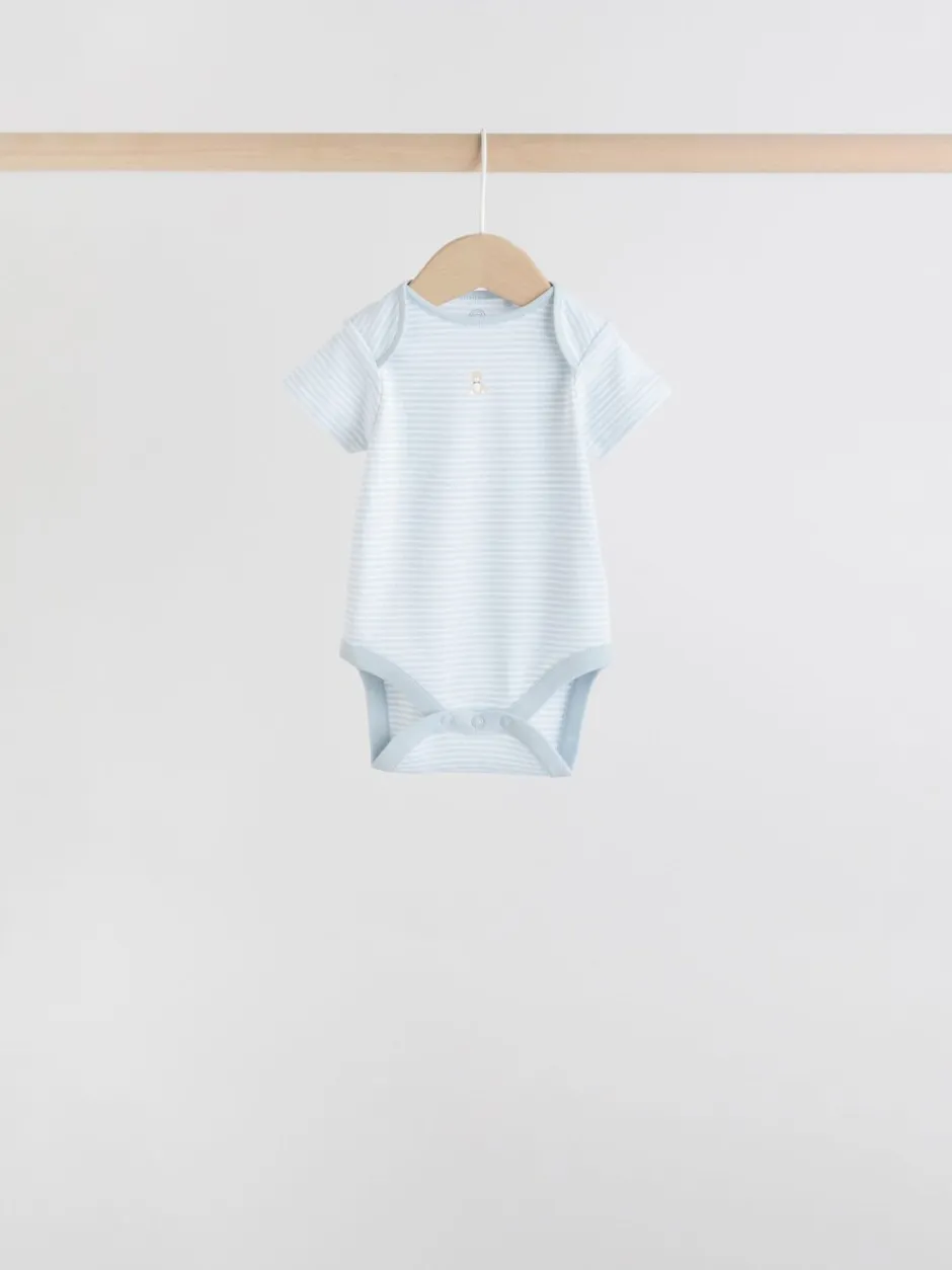 Rompertjes En Hemdjes|Rompertjes En Hemdjes|Next Blauw - Short Sleeve Baby Bear Bodysuit