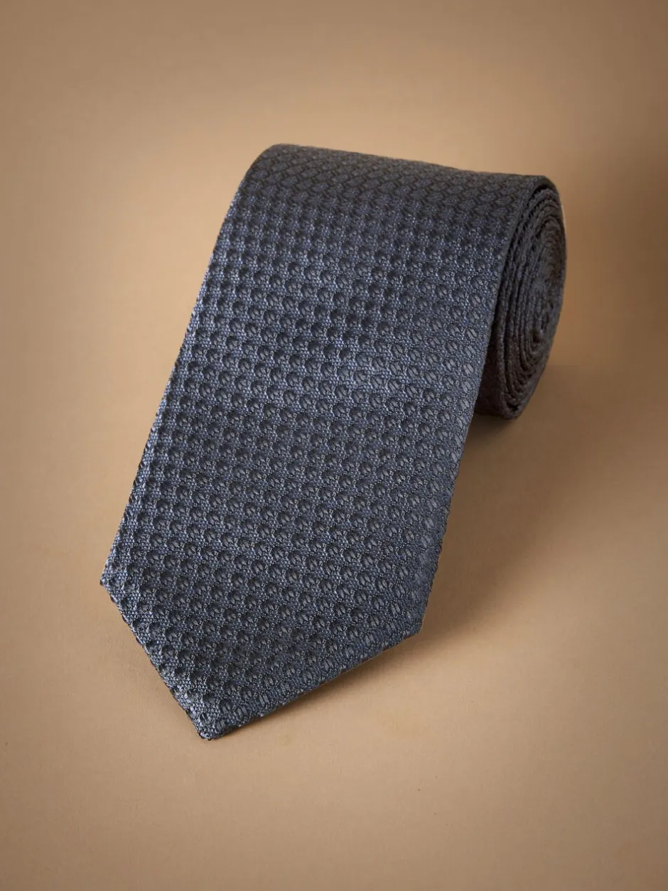 Stropdassen En Pochets|Next - Signature das met textuur van Italiaanse zijde Blauw