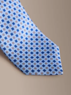 Stropdassen En Pochets*Next Blauw - Signature Silk Italian Geometric Tie