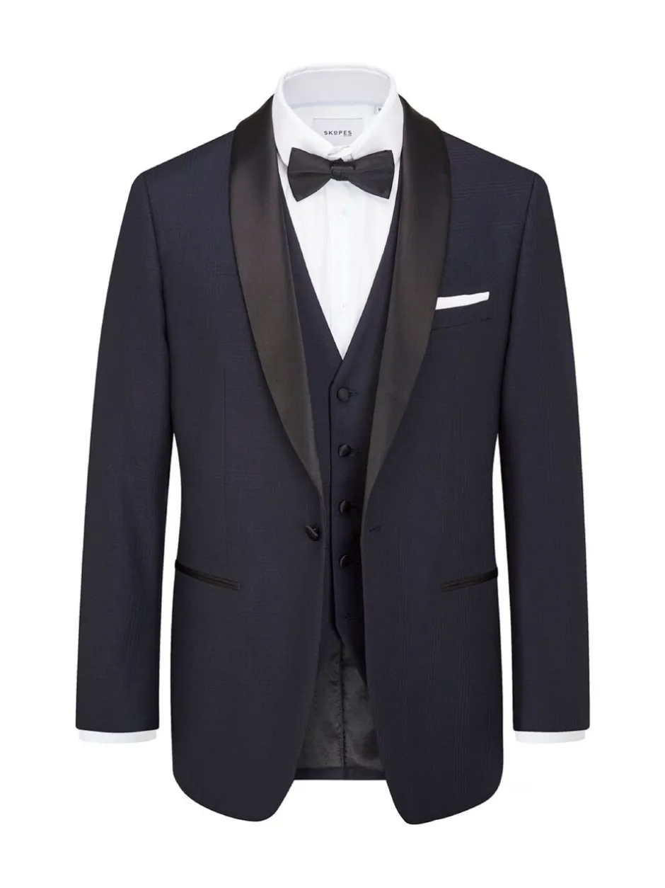Smokings En Feestkleding*Skopes - getailleerd Newman-kostuum met ruit: jas Blauw