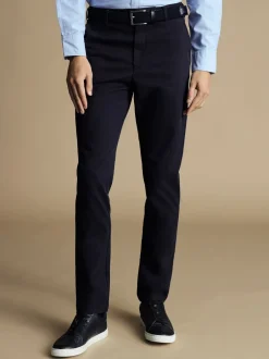 Formele Broek|Charles Tyrwhitt - Slim Fit - - Ultieme strijkvrije Franse slim-fit chino Blauw