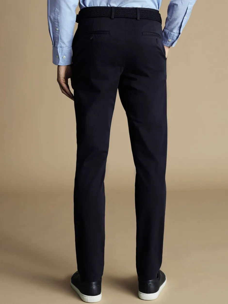 Formele Broek|Charles Tyrwhitt - Slim Fit - - Ultieme strijkvrije Franse slim-fit chino Blauw
