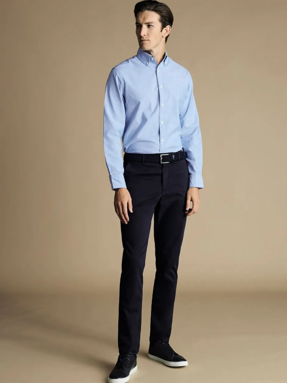 Formele Broek|Charles Tyrwhitt - Slim Fit - - Ultieme strijkvrije Franse slim-fit chino Blauw