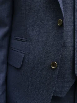 Pakken|Next - Slim Fit - Colbert van wolmix met textuur Blauw