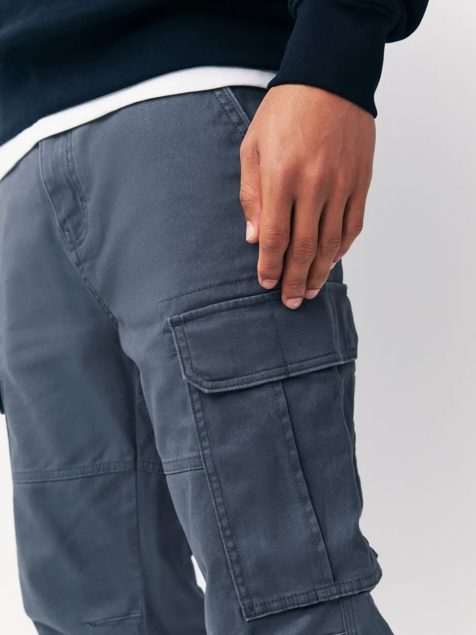 Broeken En Chino's|Next Blauw - Slim Fit - Katoenen cargostretchbroek