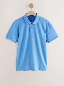 Poloshirts|Next Blauw - Slim Fit - Piqué poloshirt met korte mouwen