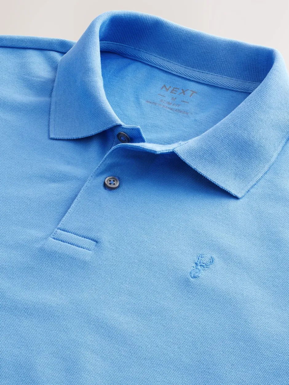 Poloshirts|Next Blauw - Slim Fit - Piqué poloshirt met korte mouwen