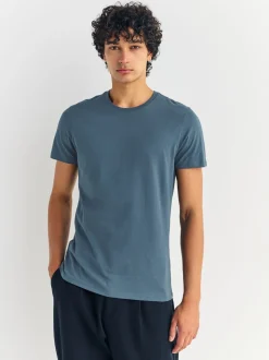 Ondergoed|Ondergoed|Next Blauw - Slim Fit - Set van 5 100% katoenen T-shirts met laagjes