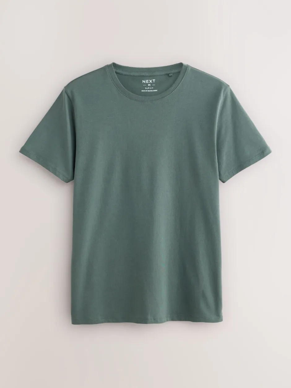 Ondergoed|Ondergoed|Next Blauw - Slim Fit - Set van 5 100% katoenen T-shirts met laagjes
