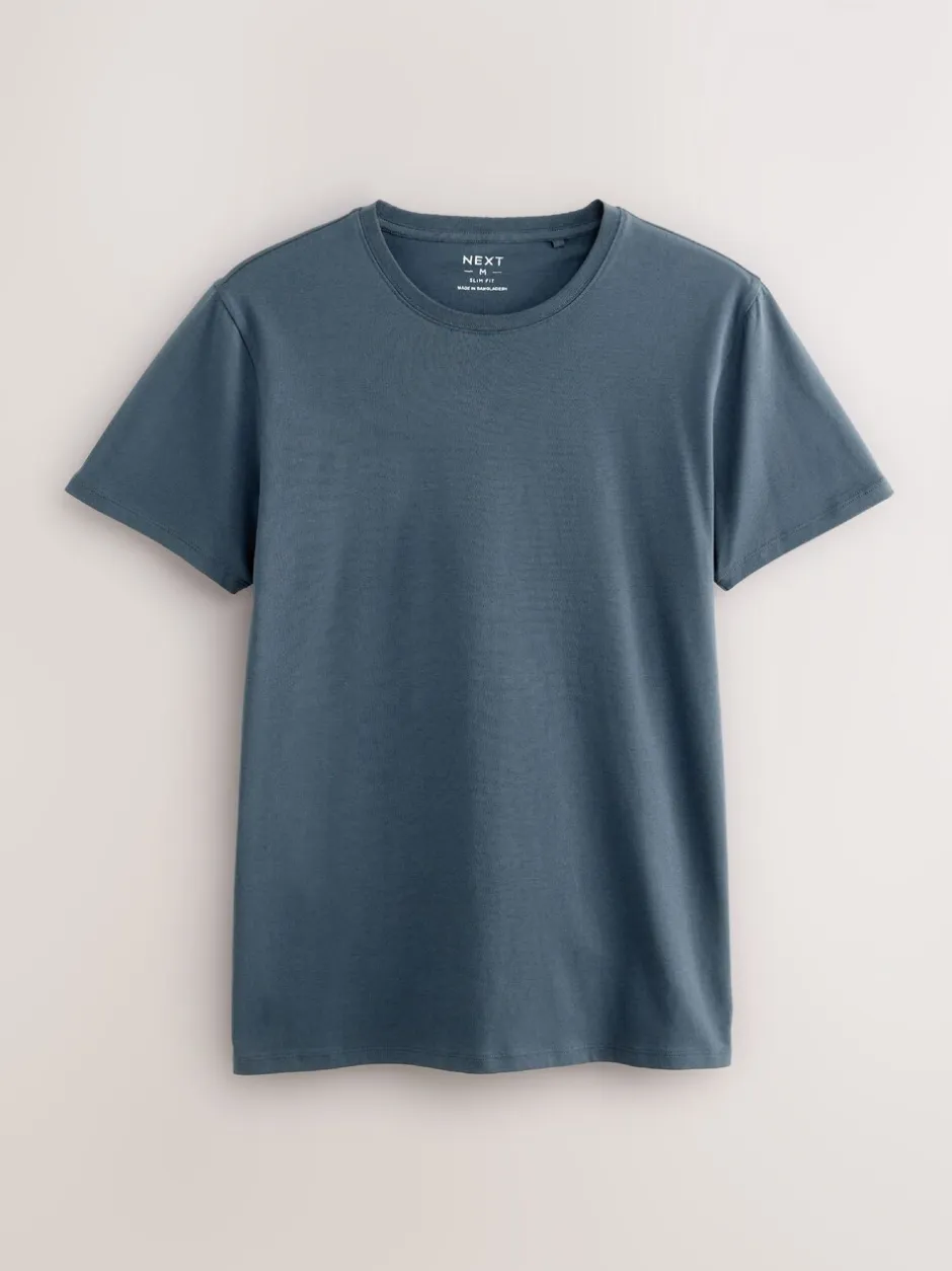 Ondergoed|Ondergoed|Next Blauw - Slim Fit - Set van 5 100% katoenen T-shirts met laagjes