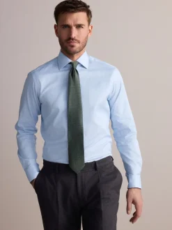 Formele Overhemden*Next - Slim Fit - Signature 100% katoenen overhemd met textuur Blauw