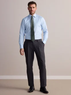 Formele Overhemden*Next - Slim Fit - Signature 100% katoenen overhemd met textuur Blauw