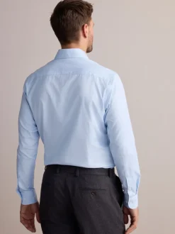Formele Overhemden*Next - Slim Fit - Signature 100% katoenen overhemd met textuur Blauw