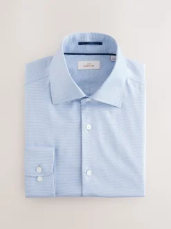 Formele Overhemden*Next - Slim Fit - Signature 100% katoenen overhemd met textuur Blauw